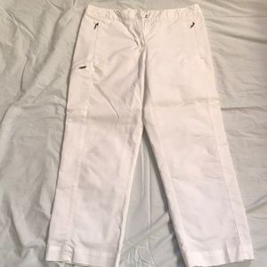 White ankle length pants